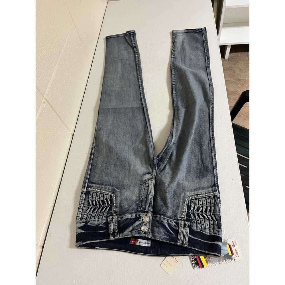NWT Super riva Push Up Rhinestone Jeans Size 16 Jeans Y2K 90s Colombia Imported
